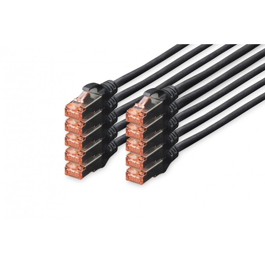 Digitus DK-1644-0025-BL-10 tīkla kabelis Melns 0,25 m Cat6 S/FTP (S-STP)