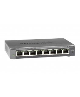 NETGEAR GS108E Vadīts Gigabit Ethernet (10/100/1000) Melns