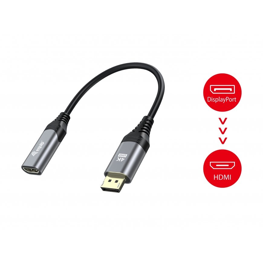 Equip 133445 видео кабель адаптер 0,15 m DisplayPort HDMI Черный, Серый – 5