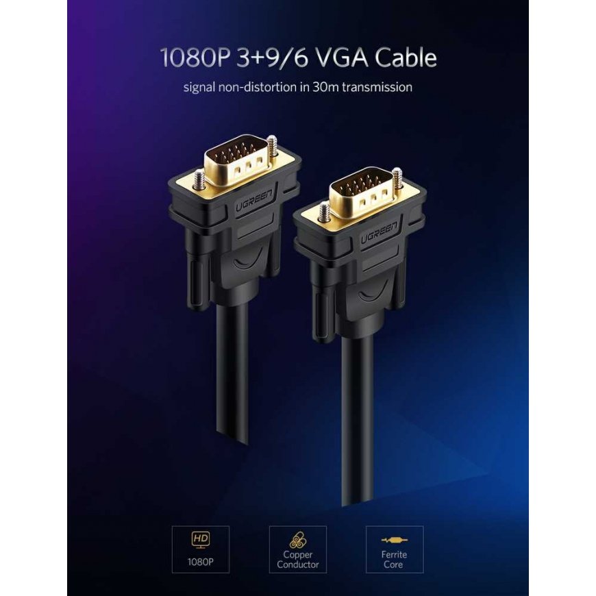 VGA-kaapeli - VGA 5m max WUXGA (1920x1200) VG101 UGREEN – 3