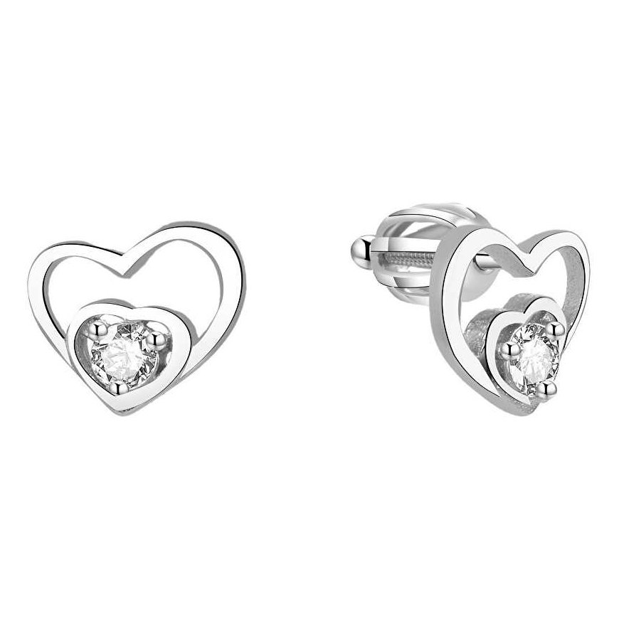 Beneto Silver heart earrings AGUP1472S