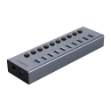 Orico BT2U3-10AB Hub 10x USB-A 3.0 kytkimillä - harmaa