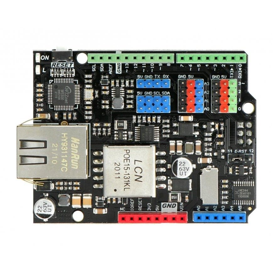 W5500 - Ethernet- ja PoE-lisäosa Arduinoon - DFRobot DFR0850 – 2