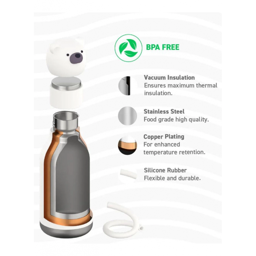 Asobu Drinking Bottle - Bestie Penguin - 460 ml Insulated Bottle with Straws – 5