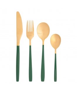 AltomDesign "Noble Gold Green" cutlery set 24 pieces - for 6 persons, Gold / Green colors