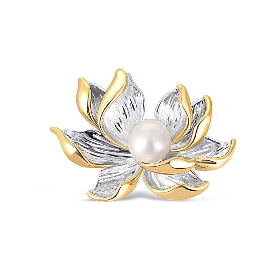 Jwl Luxury Pearls Graži dvispalvė sagė su perlu 2in1 lotoso gėle JL0698