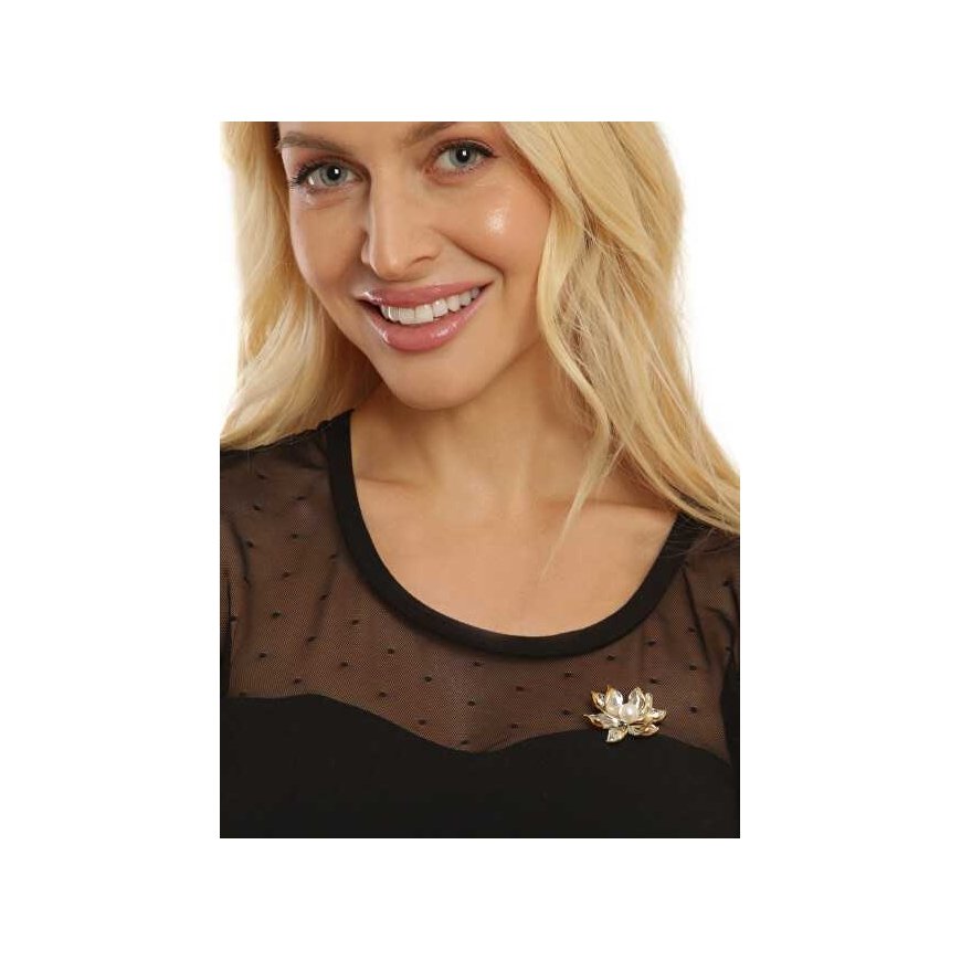 Jwl Luxury Pearls Graži dvispalvė sagė su perlu 2in1 lotoso gėle JL0698 – 2