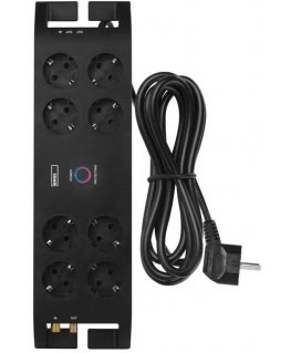 Ilgiklis su apsauga nuo viršįtampių (1800J) 8 lizdų, 3m, TV antenos (IEC), RJ45 apsaugos, juodas EMOS