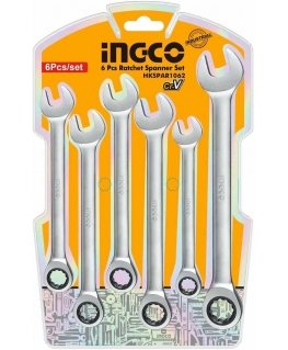 Ingco HKSPAR1062 Double ended and flat wrench, set of 6, CrV