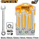 Ingco HKSPAR1062 Double ended and flat wrench, set of 6, CrV