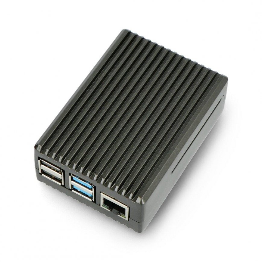 Oem Dėklas skirtas Raspberry Pi 4B - su išpjovomis - aliuminis - grafitas – 2