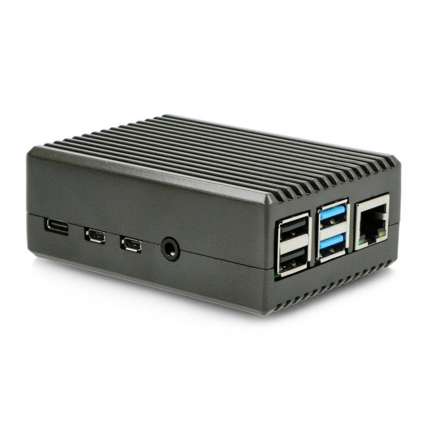 Alkuperäinen kotelo Raspberry Pi 4B:lle - aukoilla - alumiini - grafiitti – 4