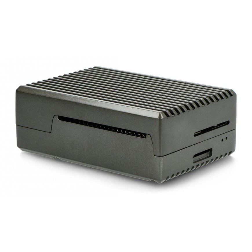 Oem Dėklas skirtas Raspberry Pi 4B - su išpjovomis - aliuminis - grafitas – 5