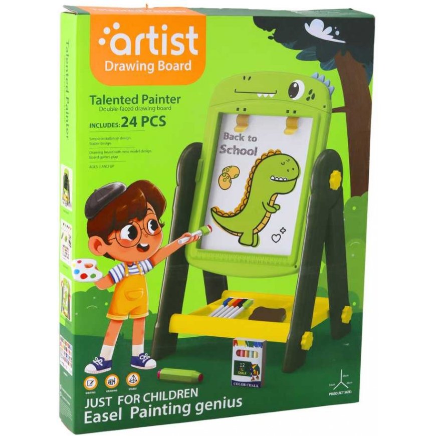Lean Toys Dvipusis Magnetinis Dry Erase Board Dinosaur Žalias Priedai – 5