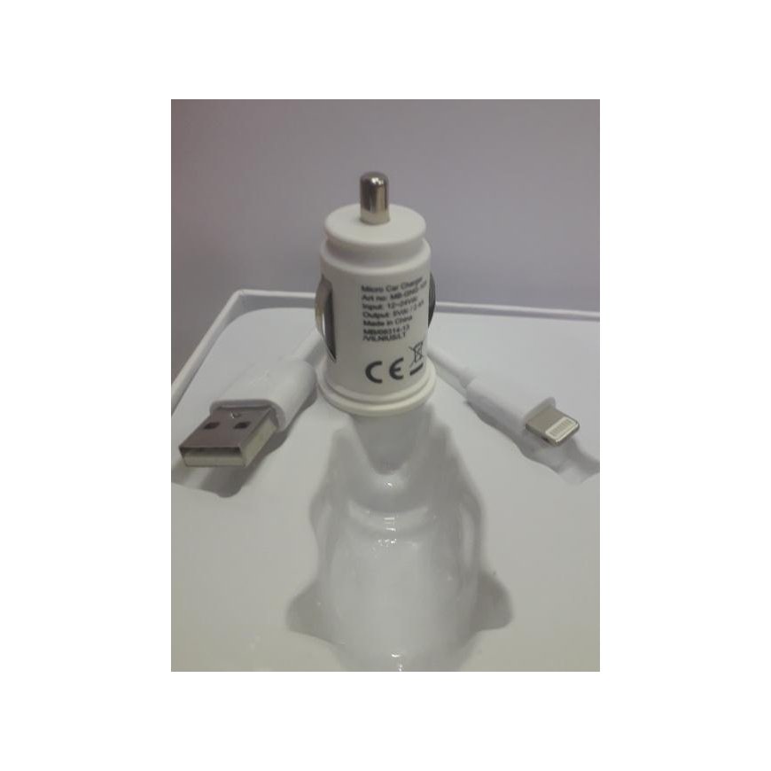 Toti T-CC22 Dual USB Car Charger with lightning cable 2.1A (White) – 3