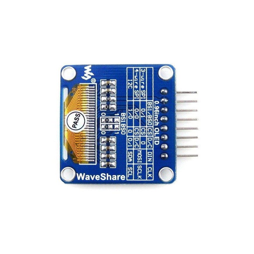 Two-color graphic OLED display 0.96" (A) 128x64px SPI/I2C, angled connectors, Waveshare 9085 – 4
