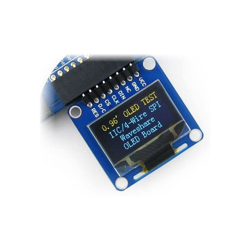 Two-color graphic OLED display 0.96" (A) 128x64px SPI/I2C, angled connectors, Waveshare 9085 – 5