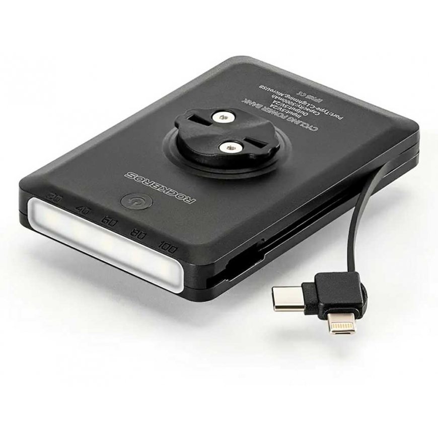 Rockbros 2in1 priekinis dviračio žibintas 150lm skaitikliui su maitinimo bloku 5000mAh IPX6 - juoda – 3
