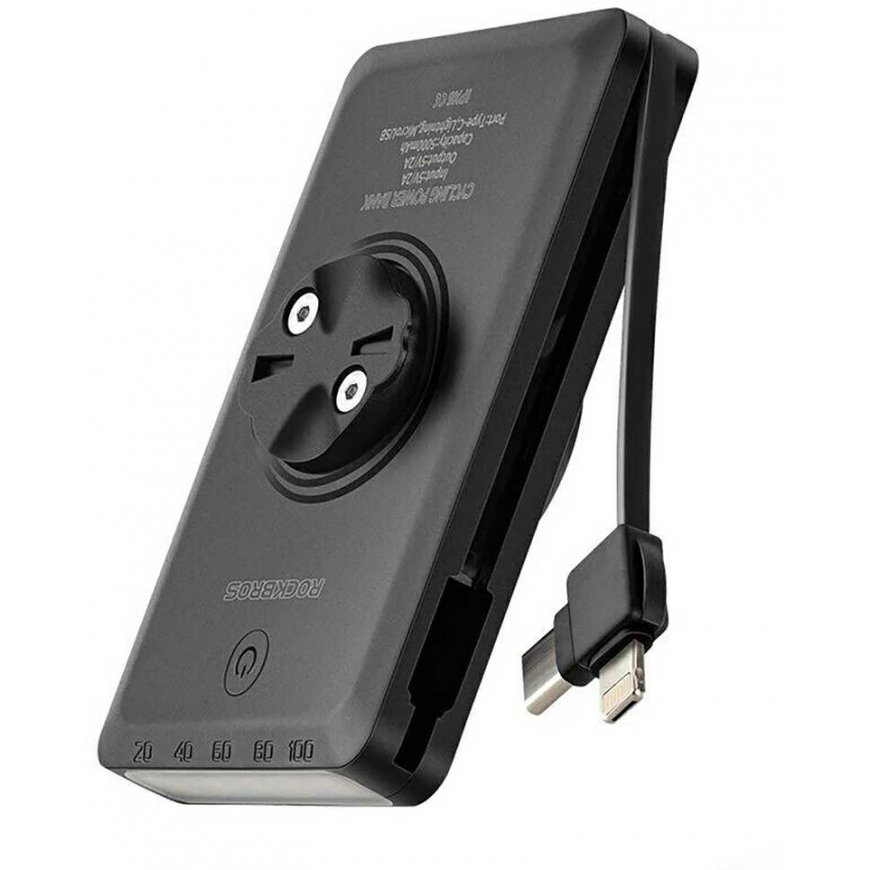Rockbros 2in1 priekinis dviračio žibintas 150lm skaitikliui su maitinimo bloku 5000mAh IPX6 - juoda – 4