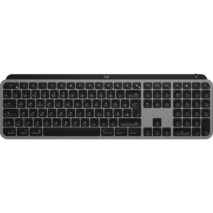 Logitech MX Keys S for Mac näppäimistö Office RF Wireless + Bluetooth QWERTZ Saksa Alumiini, musta