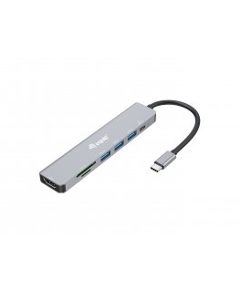 Equip 133494 knyginių kompiuterių dokas / jungčių replikatorius Vielinis USB 3.2 Gen 1 (3.1 Gen 1) Type-C Sidabras
