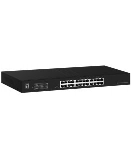 LevelOne Switch 24x GE GEU-2431 19\" Rack Mount Kit Ne-valdomas Gigabit Ethernet (10/100/1000) 1U Juoda
