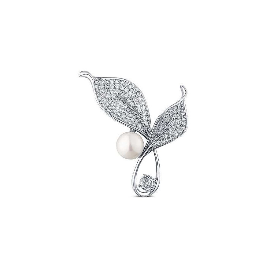 Jwl Luxury Pearls Bright pearl brooch with crystals 2in1 Tickets JL0818