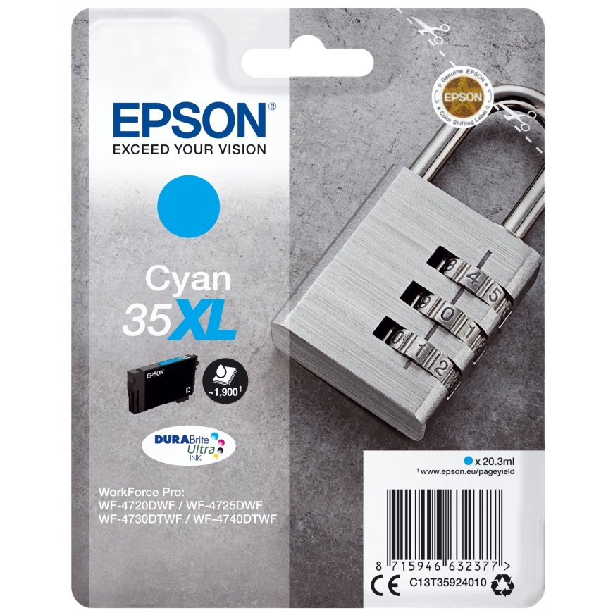 Epson Padlock C13T35924010 rašalo kasetė 1 vnt Originalus Didelė (XL) išeiga Žydras