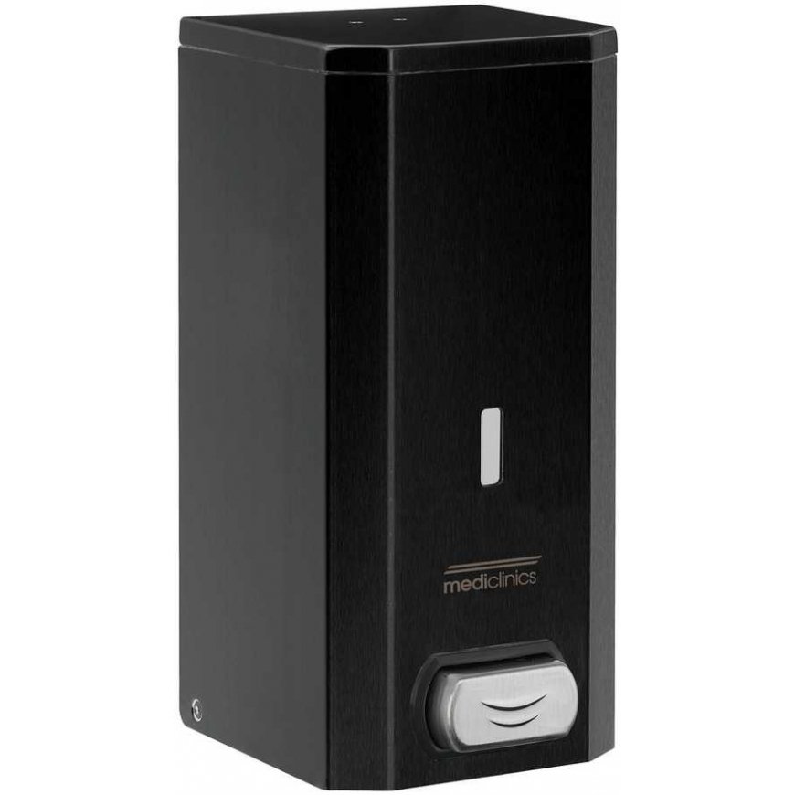 Mediclinics liquid soap dispensers, 1.5 l, stainless steel, black