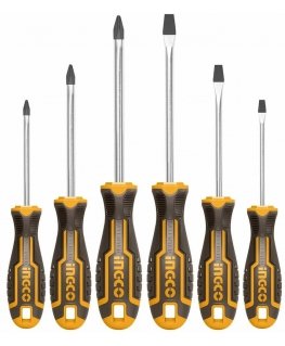 Ingco HKSD0628 Screwdriver flat + Phillips set 6pcs CrV