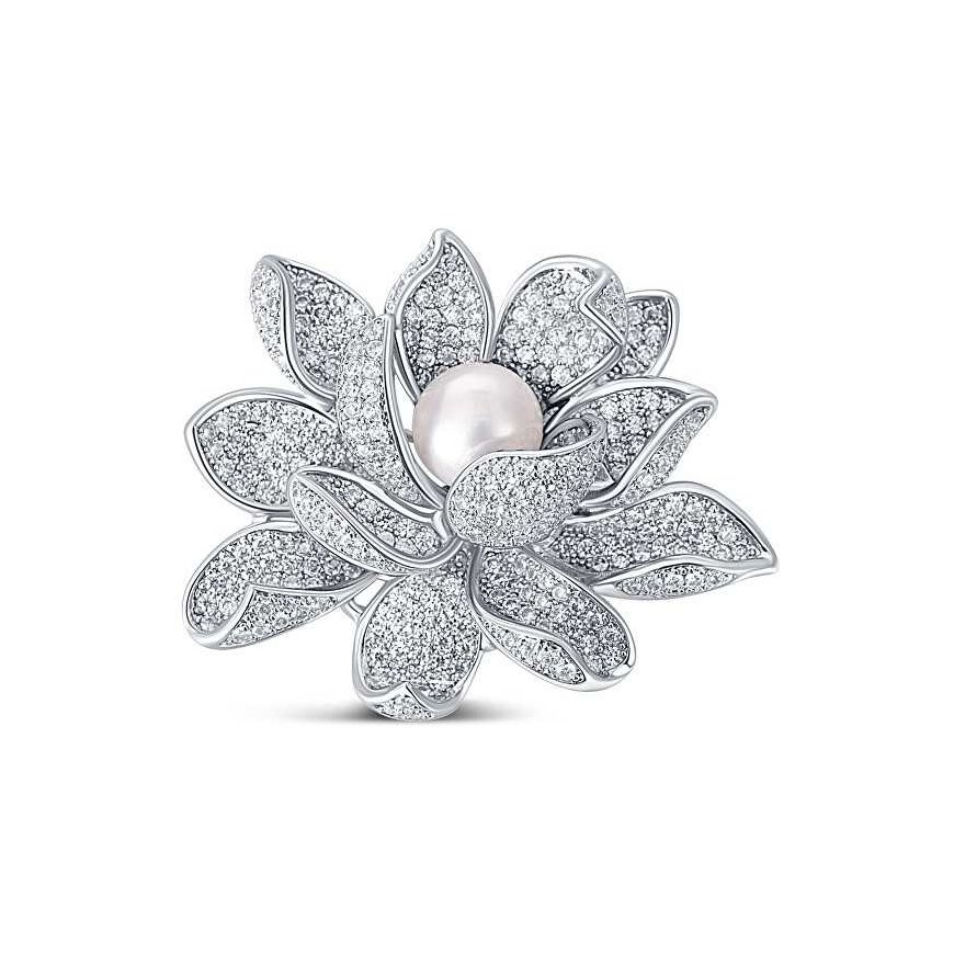 Jwl Luxury Pearls Kaunis rintaneula helmillä 2in1 lootuskukka JL0697