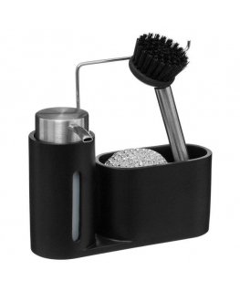 5five Simply Smart Liquid Dish Dispenser + Brush + Wire, Black
