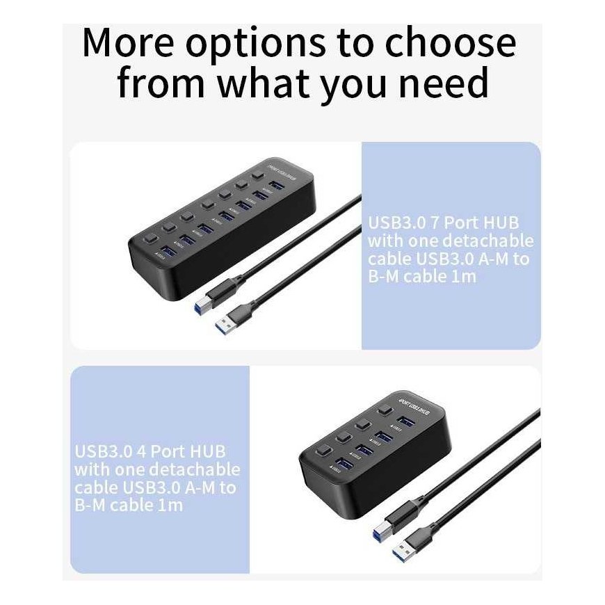 PREMIUMCORD Hub USB 3.2, 4 prievadų su prievadų jungikliais, 5G SuperSpeed, juoda – 2