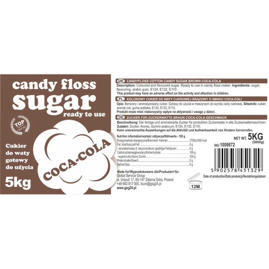 Gsg24 Colored brown cotton candy with Coca-Cola flavor 5kg – 3