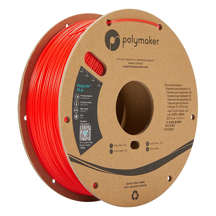 Polymaker PolyLite PLA - 1kg - 1.75mm - Punainen