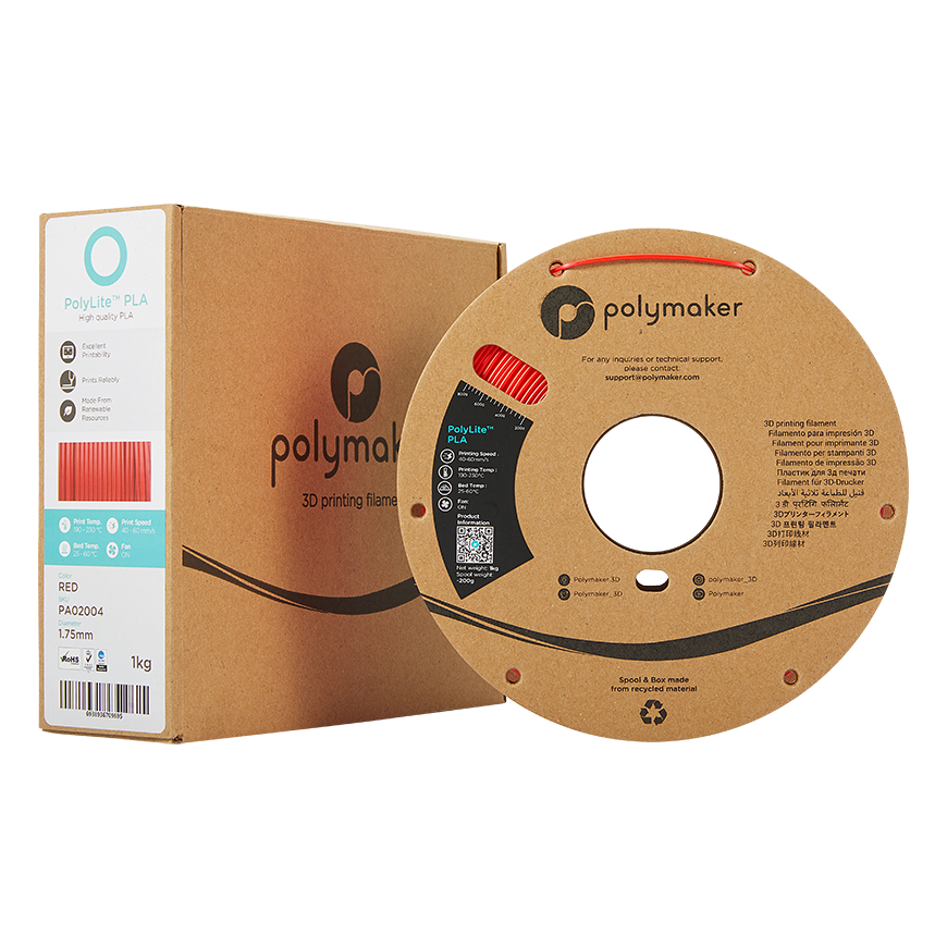 Polymaker PolyLite PLA - 1kg - 1.75mm - Punainen – 3