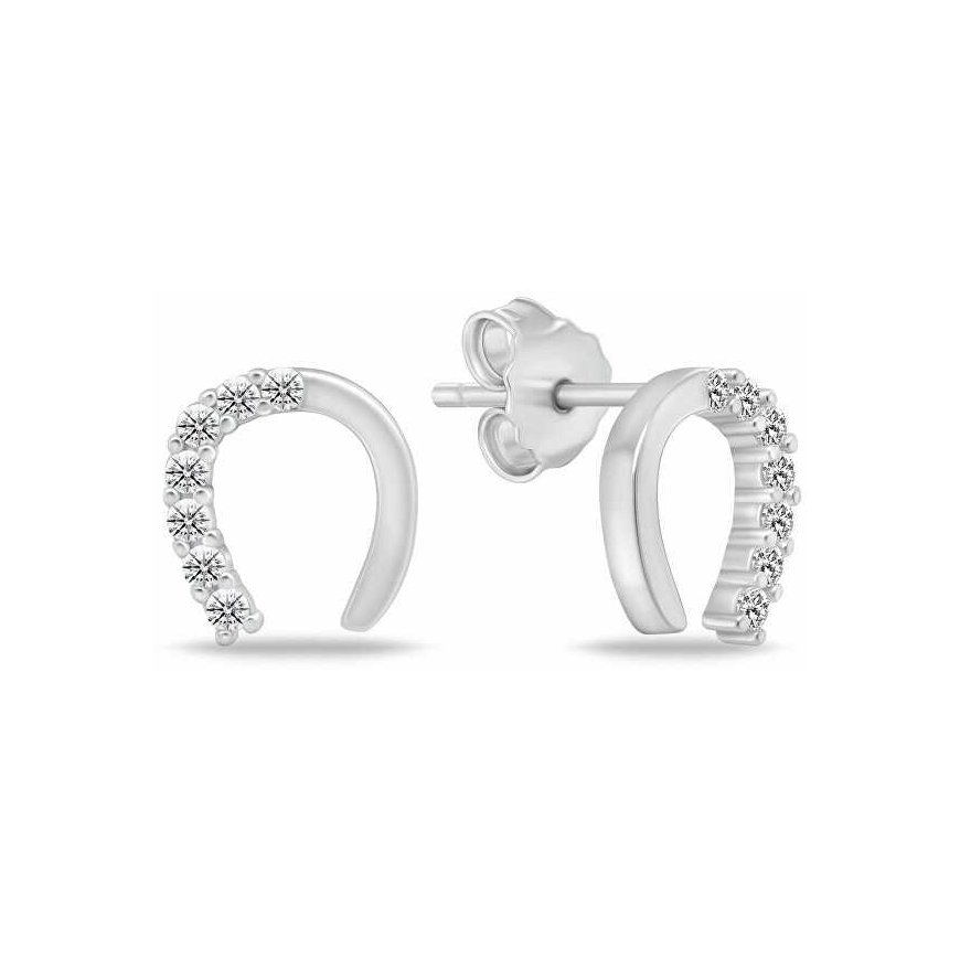 Brilio Silver Silver horseshoe earrings with zircons EA1061W