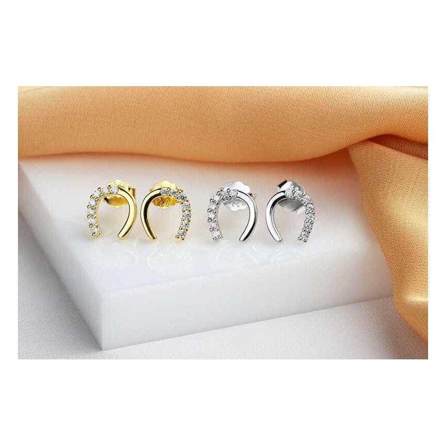 Brilio Silver Silver horseshoe earrings with zircons EA1061W – 4