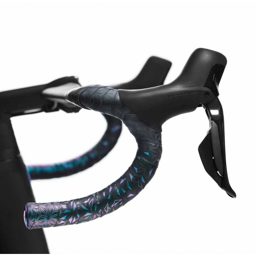SUPACAZ Super Sticky Kush - Star Fade - Oil Slick + Oil Slick Plugs handlebar tape with plugs