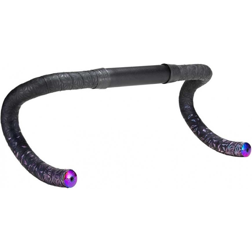 SUPACAZ Super Sticky Kush - Star Fade - Oil Slick + Oil Slick Plugs handlebar tape with plugs – 3