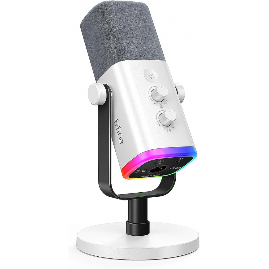 Fifine AmpliGame AM8 RGB -pelimikrofoni | podcastit | purot | XLR-valkoinen – 4