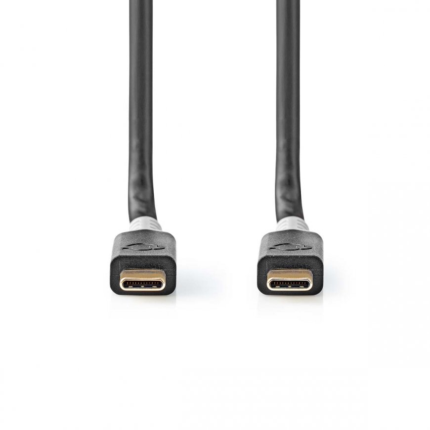 Nedis CCBW64020AT10 USB-kaapeli USB4 Gen 2x2 1 m USB C musta, Hopea