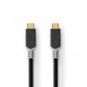 Nedis CCBW64020AT10 USB-kaapeli USB4 Gen 2x2 1 m USB C musta, Hopea Nedis CCBW64020AT10 USB-kaapeli USB4 Gen 2x2 1 m USB C musta, Hopea