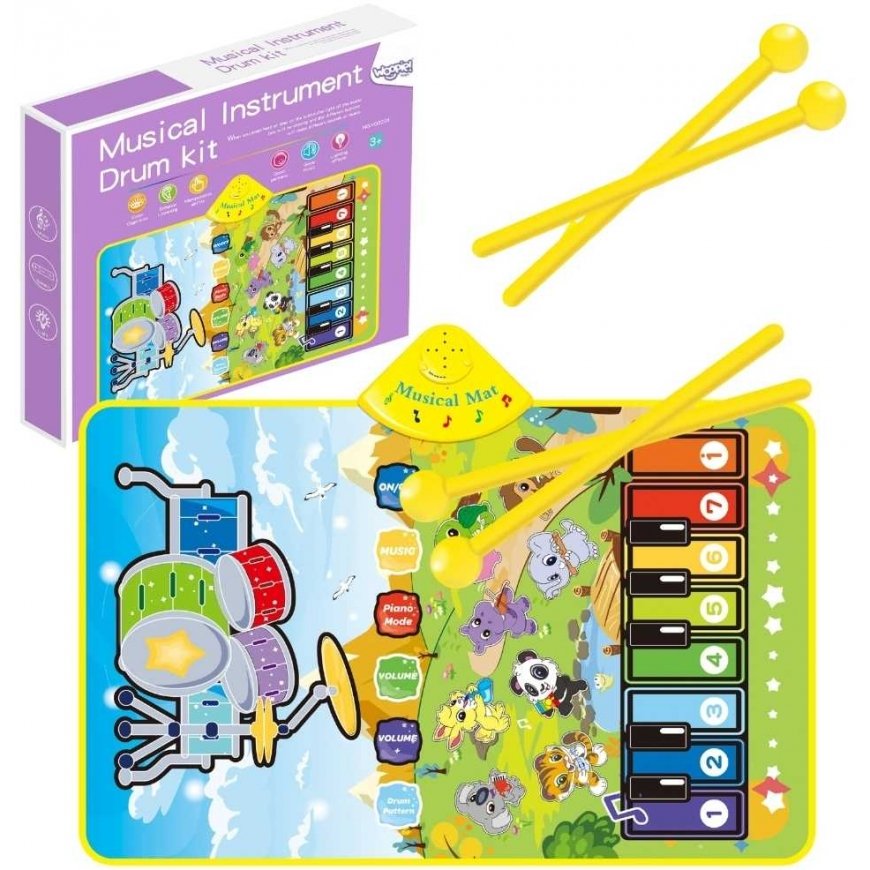 WOOPIE musical mat Animals Interactive piano and drums 2in1