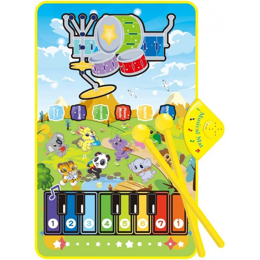 WOOPIE-musiikkimatto Eläimet Interaktiivinen piano ja rummut 2in1 – 2