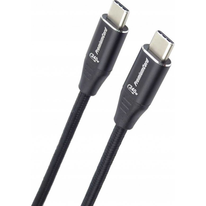 PremiumCord PREMIUMCORD cable USB-C M/M, 240W 480Mbps black cotton braid, 2m – 2