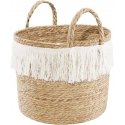 Seagrass basket with Boho ears 26 x 23 cm white fringe AMBITION Seagrass basket with Boho ears 26 x 23 cm white fringe AMBITION