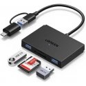 Ugreen Atminties kortelių Micro SD, SD skaitytuvas USB 3.0/USB-C OTG su 2xUSB-A prievadais Ugreen Atminties kortelių Micro SD, SD skaitytuvas USB 3.0/USB-C OTG su 2xUSB-A prievadais