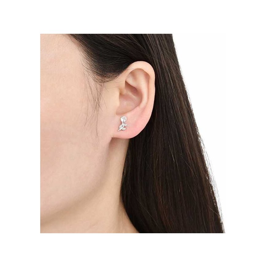 Moiss Silver long earrings Flower with zircons E0004417 – 2