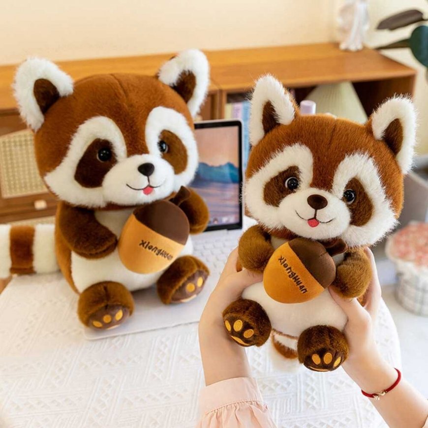 Lean Toys Plush Toy Raccoon with Acorn 23cm – 3